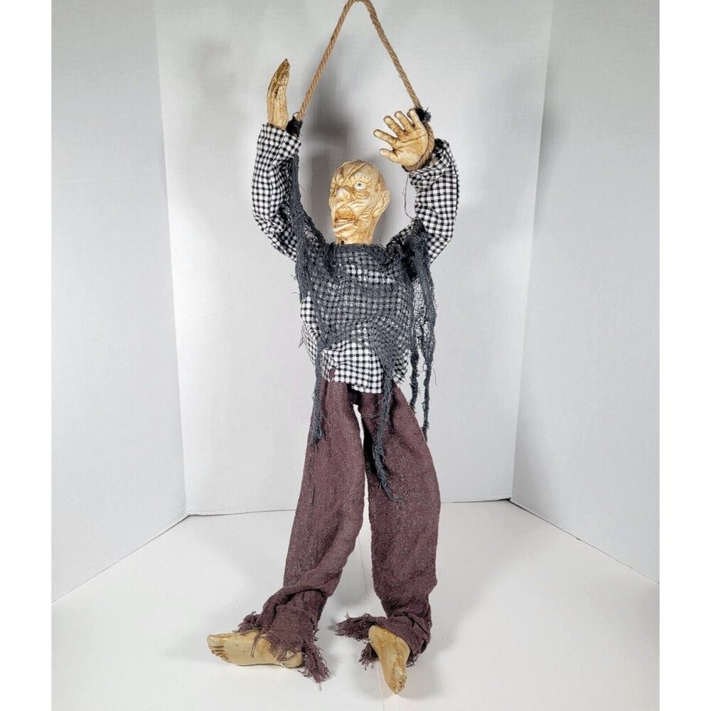 Gemmy Animatronic Lighted Halloween Hanging Zombie Decoration Flickering Red LED